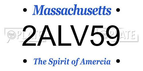 2ALV59 Massachusetts License Plate