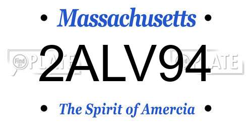 2ALV94 Massachusetts License Plate