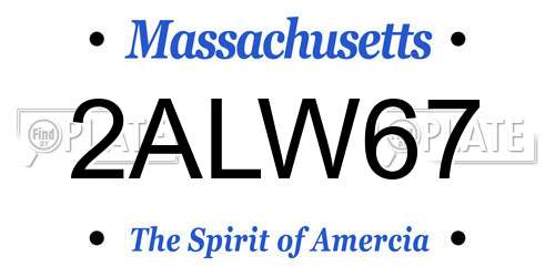 2ALW67 Massachusetts License Plate