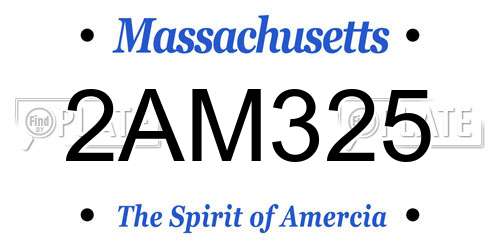 2AM325 Massachusetts License Plate