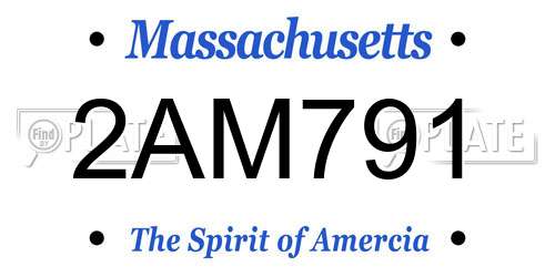 2AM791 Massachusetts License Plate