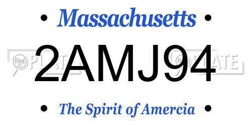 2AMJ94 Massachusetts License Plate