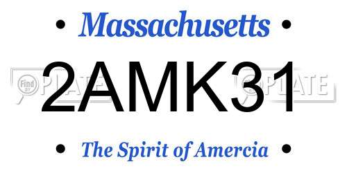2AMK31 Massachusetts License Plate