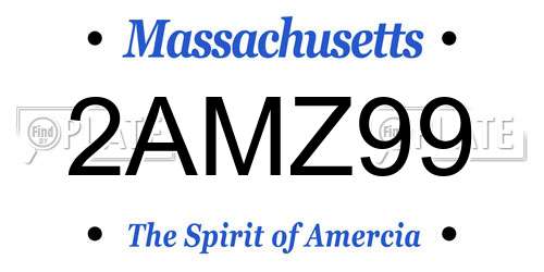 2AMZ99 Massachusetts License Plate