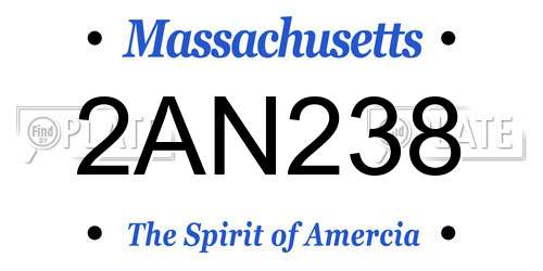 2AN238 Massachusetts License Plate