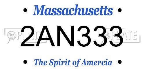 2AN333 Massachusetts License Plate