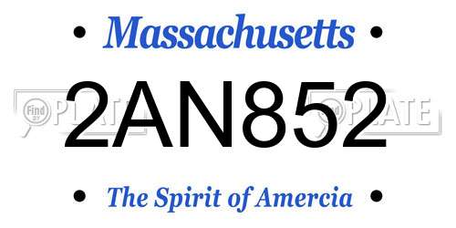 2AN852 Massachusetts License Plate