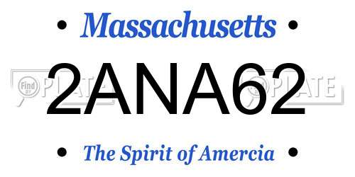 2ANA62 Massachusetts License Plate