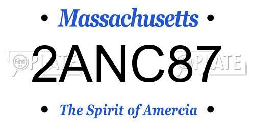 2ANC87 Massachusetts License Plate