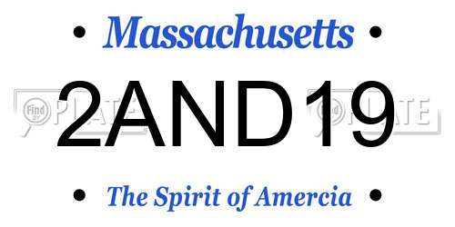 2AND19 Massachusetts License Plate