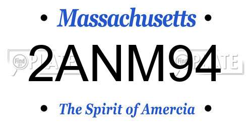 2ANM94 Massachusetts License Plate