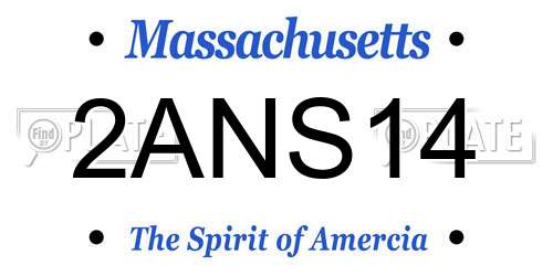 2ANS14 Massachusetts License Plate