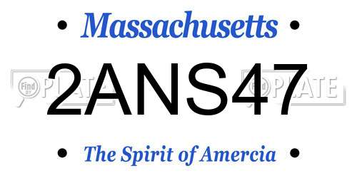 2ANS47 Massachusetts License Plate