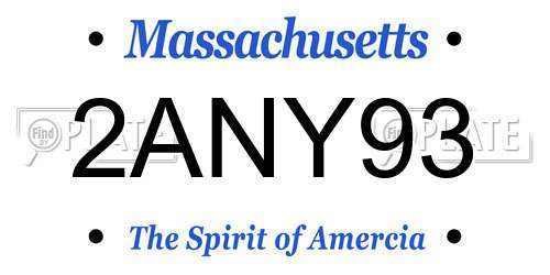 2ANY93 Massachusetts License Plate