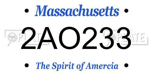 2AO233 Massachusetts License Plate