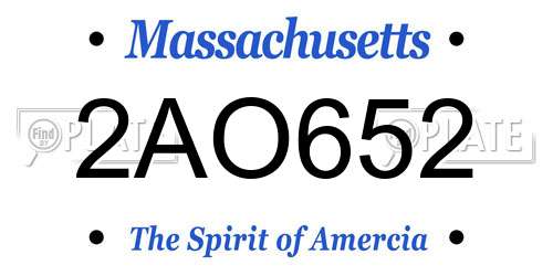 2AO652 Massachusetts License Plate