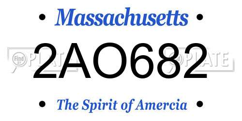 2AO682 Massachusetts License Plate
