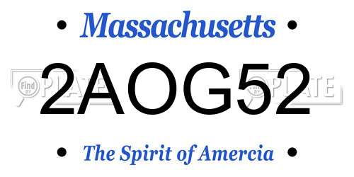 2AOG52 Massachusetts License Plate