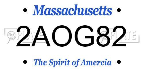 2AOG82 Massachusetts License Plate