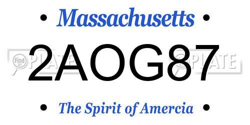 2AOG87 Massachusetts License Plate
