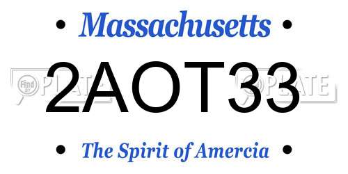 2AOT33 Massachusetts License Plate