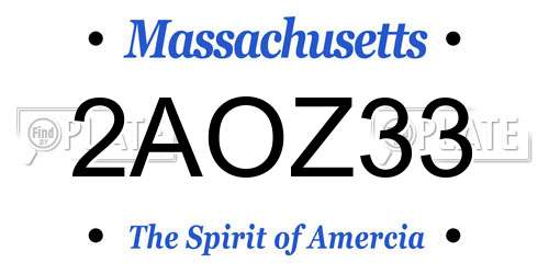 2AOZ33 Massachusetts License Plate