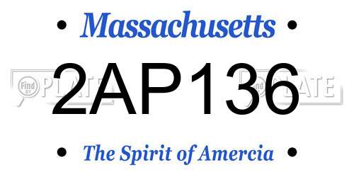 2AP136 Massachusetts License Plate