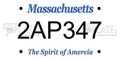 2AP347 Massachusetts License Plate