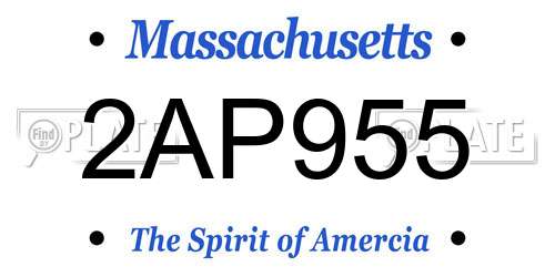 2AP955 Massachusetts License Plate