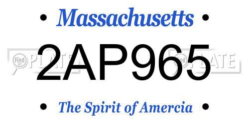2AP965 Massachusetts License Plate