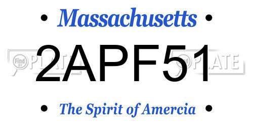 2APF51 Massachusetts License Plate