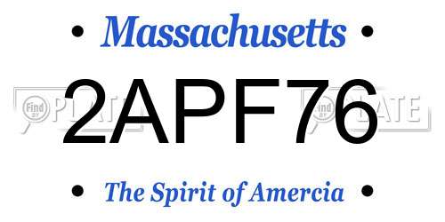 2APF76 Massachusetts License Plate