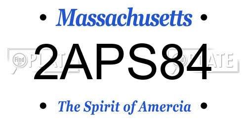 2APS84 Massachusetts License Plate