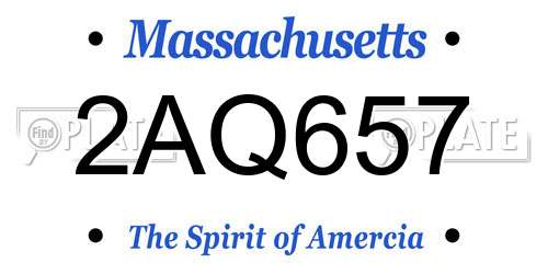 2AQ657 Massachusetts License Plate