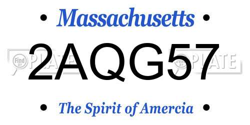 2AQG57 Massachusetts License Plate