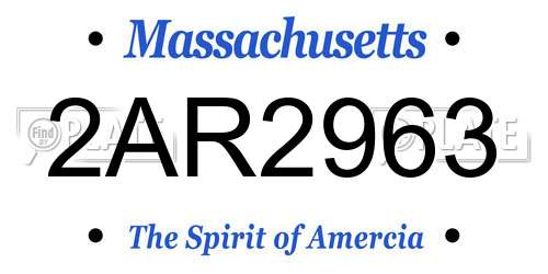 2AR2963 Massachusetts License Plate
