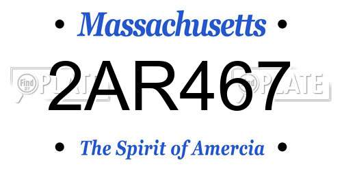 2AR467 Massachusetts License Plate