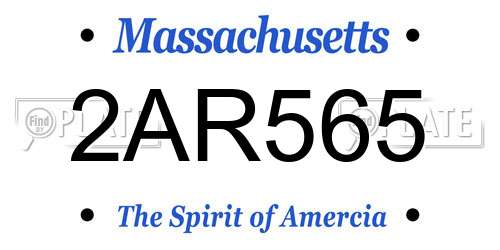 2AR565 Massachusetts License Plate