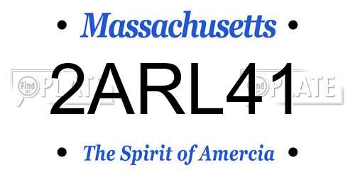 2ARL41 Massachusetts License Plate