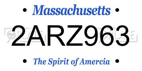 2ARZ963 Massachusetts License Plate
