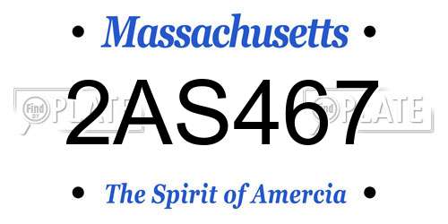 2AS467 Massachusetts License Plate