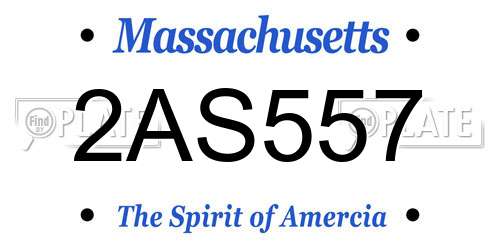 2AS557 Massachusetts License Plate
