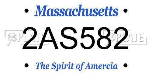 2AS582 Massachusetts License Plate