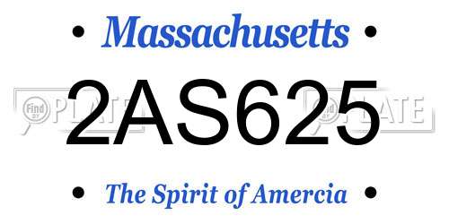 2AS625 Massachusetts License Plate