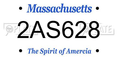 2AS628 Massachusetts License Plate