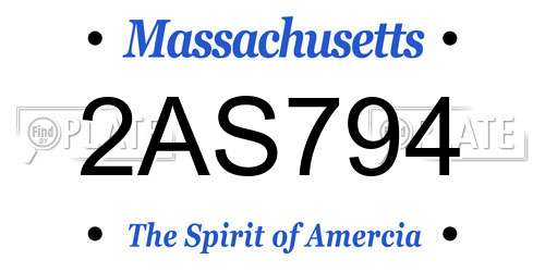 2AS794 Massachusetts License Plate