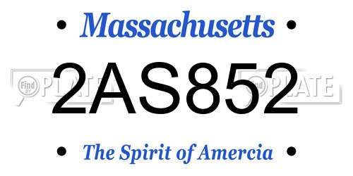 2AS852 Massachusetts License Plate