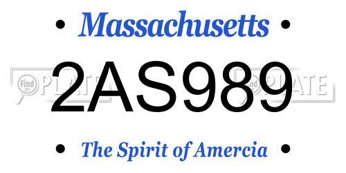 2AS989 Massachusetts License Plate