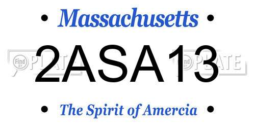 2ASA13 Massachusetts License Plate