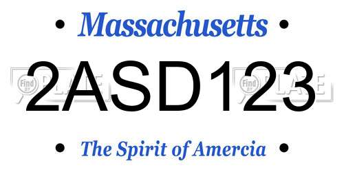 2ASD123 Massachusetts License Plate